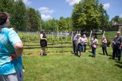 Listening to Jayme explaning how the vines are managed, Muzaffar Zaffar, Rob Stites, Barbara McCullough, Seema Garg, Connie Broadie and Gene Allen