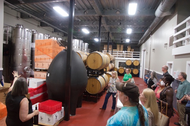 Wine is stored and aged in the basement of the new tasting facility 