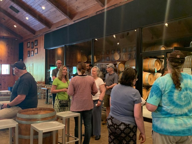 Our crew in the main tasting room before we headed out for lunch, including Gene Allen, Connie Broadie, Muzaffer Zaffer, Daria Parnes and Vladimir Nesterovich