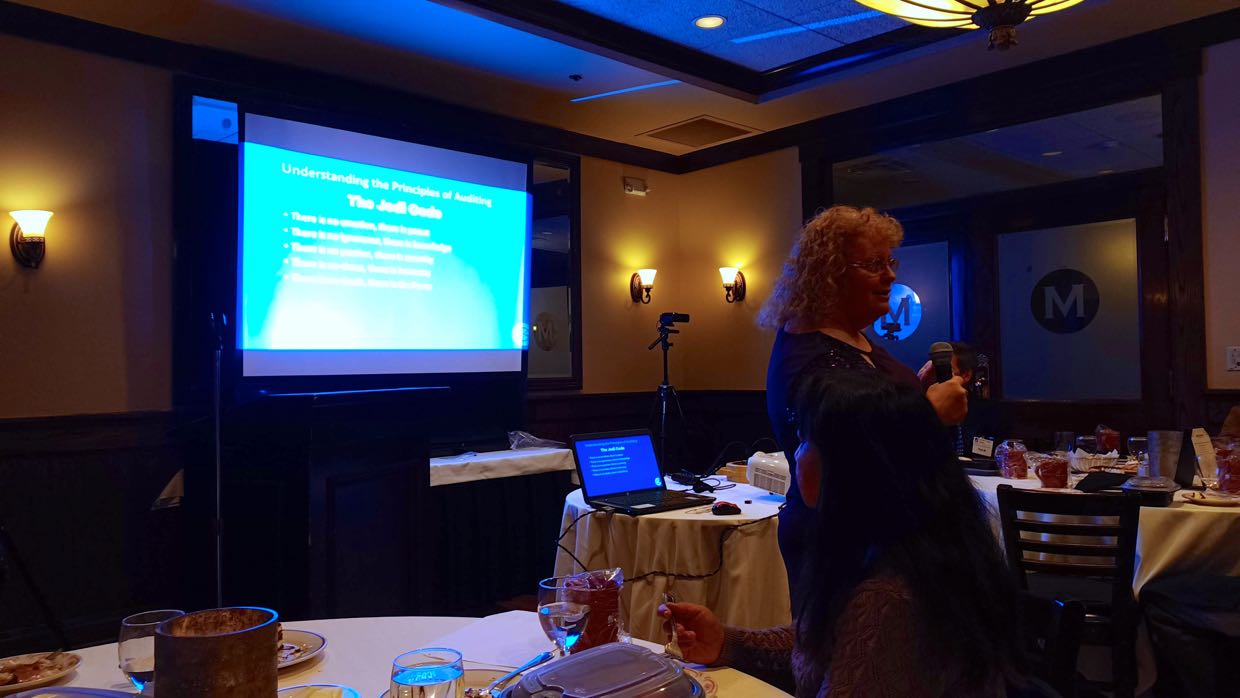 Section Chair Kenneth Rapuano presenting a Jedi Knight certificate to our featured speaker, Susan Gorveatte
