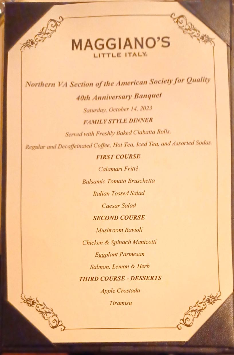 Our Banquet Menu