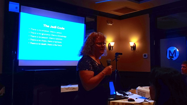 Featured Speaker Susan Gorveatte discussing the Jedi Code