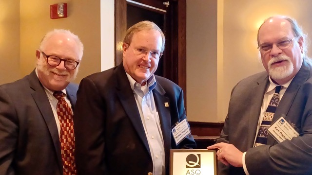 Region 5 Chair Michael Kirchner, with the 40th Anniversary Committee, Jeff Parnes and Kenneth Rapuano, holding the 40th Anniversary Plaque