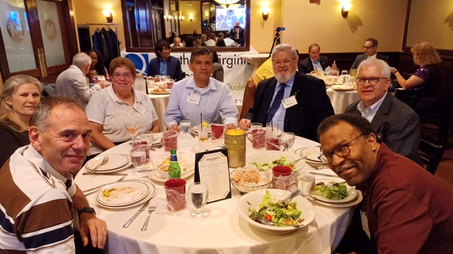 Around a table: Jeff Cadel, Section Secretary Connie Brodie, Susan C, Edwin V, Past Section Chair Bill Eastham, Herb Singletary