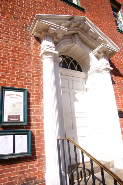 Ths door to Gadsby's Tavern Restaurant