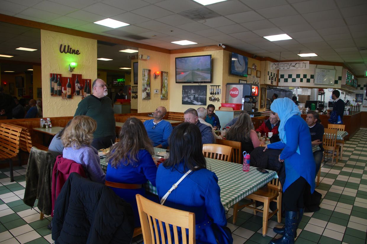 Both the early and later tour groups met for lunch