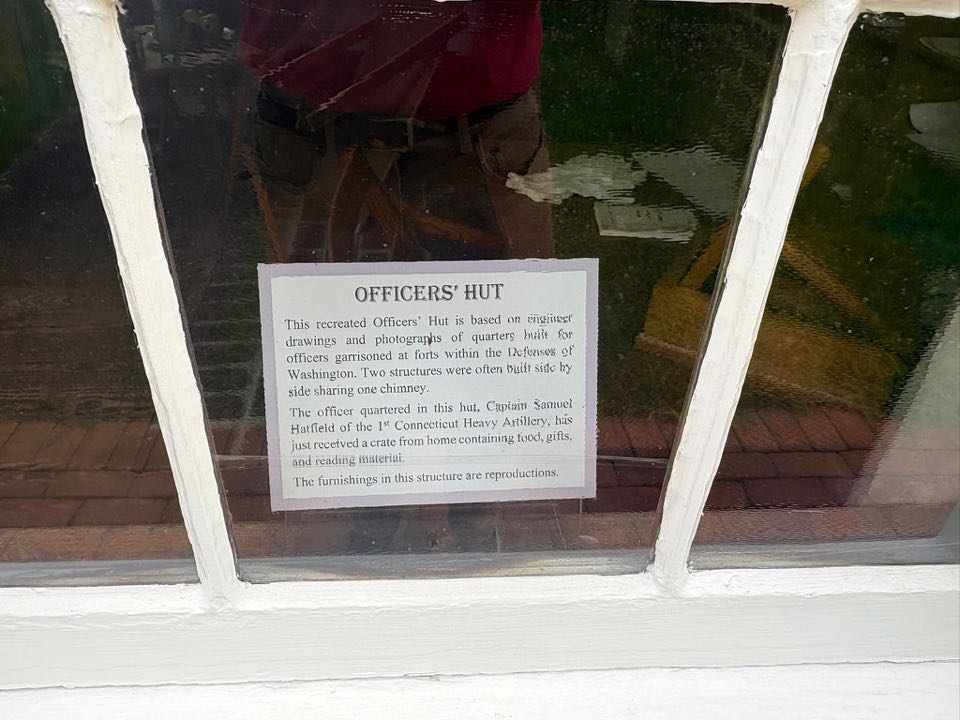 88) Officers' hut sign in the window