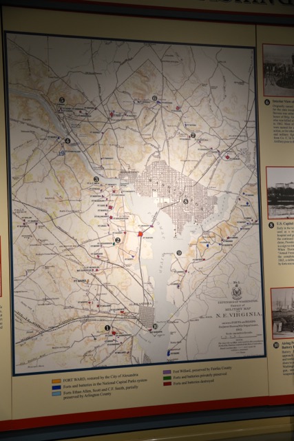 Map the defenses of Washington, DC, were located to the north and west