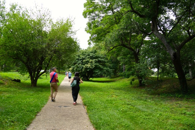 85) On the way out of the fort to the gate, the bombproof earthwork is on the right